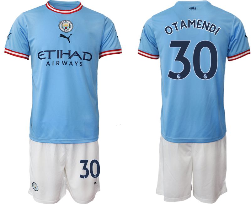 Cheap Men 2022-2023 Club Manchester City home blue 30 Soccer Jersey